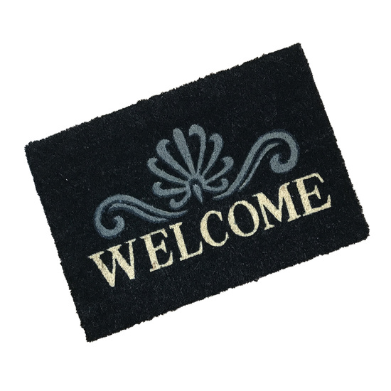 Rustic Welcome Black Coir Doormat