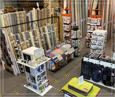 Stock display - carpets, rugs, vinyl flooring & ready made mats