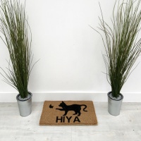 Braided Edge Doormat - Cat with Butterfly / Hiya