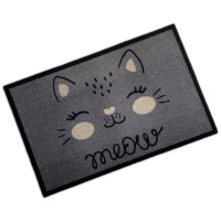 Decorative Washable Doormat - Meow Grey Cat Design