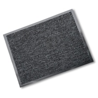 Rubber Edged Washable Doormat - Grey & Black Stripe