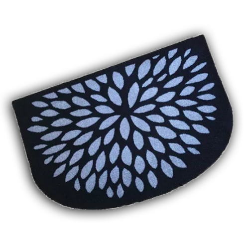Decorative Washable Doormat - Silver Flower Design 