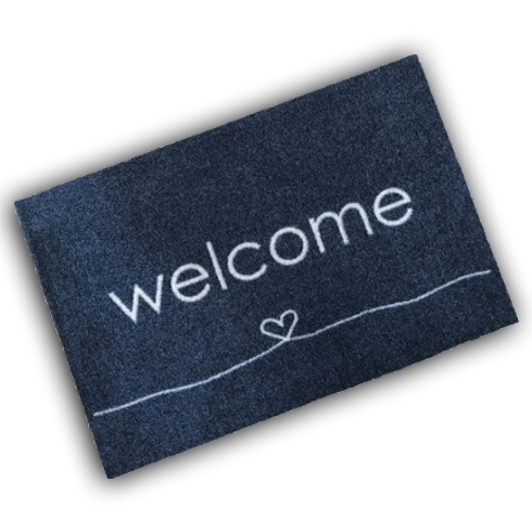 Decorative Washable Doormat - Welcome Heart Line