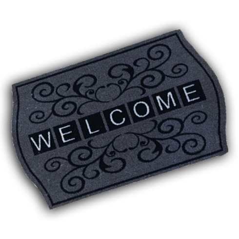 Decorative Washable Doormat - Welcome Scroll Design