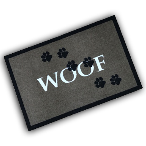 Decorative Washable Doormat - Woof Brown Design