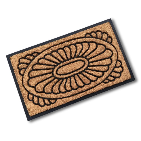 Rubber & Coir Mat - Floral Design