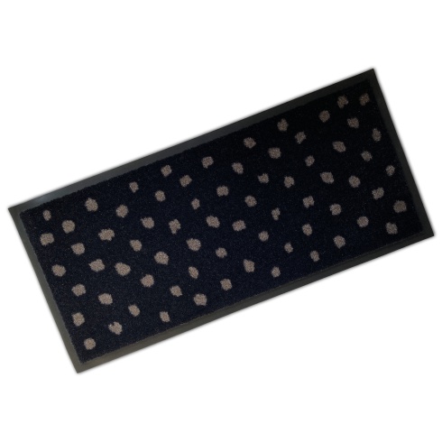 Rubber Edged Washable Doormat - Polka Dots Black