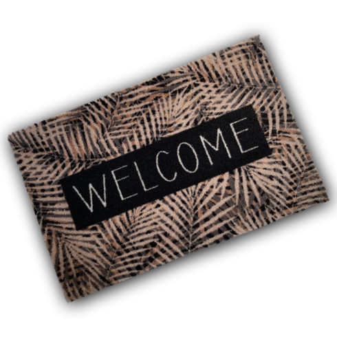 Decorative Washable Doormat - Leaves Welcome Design