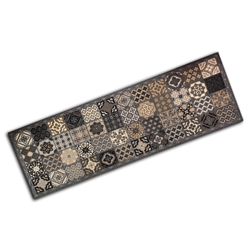Decorative Washable Doormat - Patchwork Tiles Grey/Cream