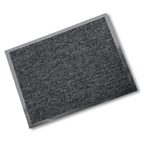 Rubber Edged Washable Doormat - Grey & Black Stripe