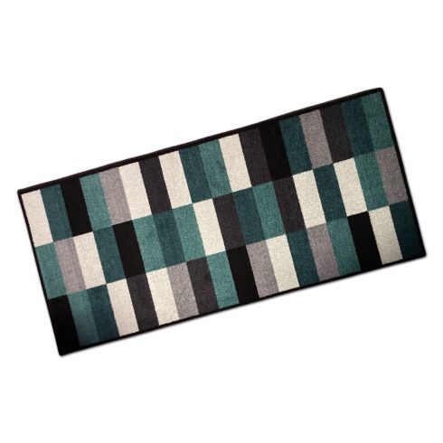 Decorative Washable Doormat - Blocks Turquoise